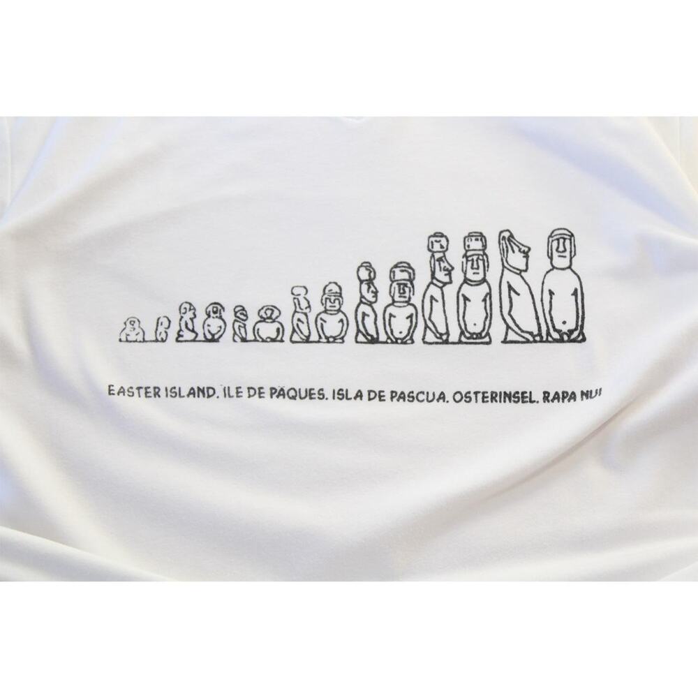 White Rapa Nui Easter Island V Neck Graphic Tee - Picture 2 of 6